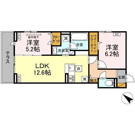 レジデンスヒルトップXI(2LDK/1階)の間取り写真