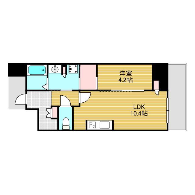 ジオタワー大阪十三(1LDK/4階)の間取り写真