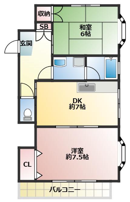 ラ・フォーレ大内(2DK/3階)の間取り写真