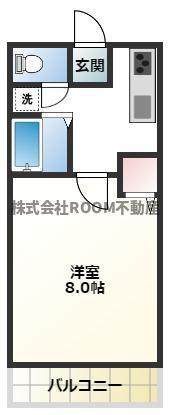 第2年見マンション(1K/1階)の間取り写真