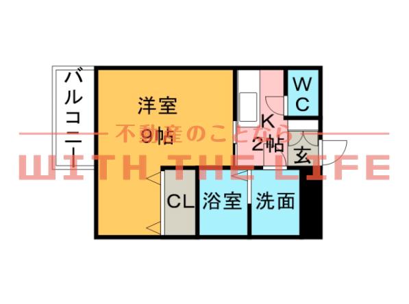 ヴィラージュII(1K/2階)の間取り写真