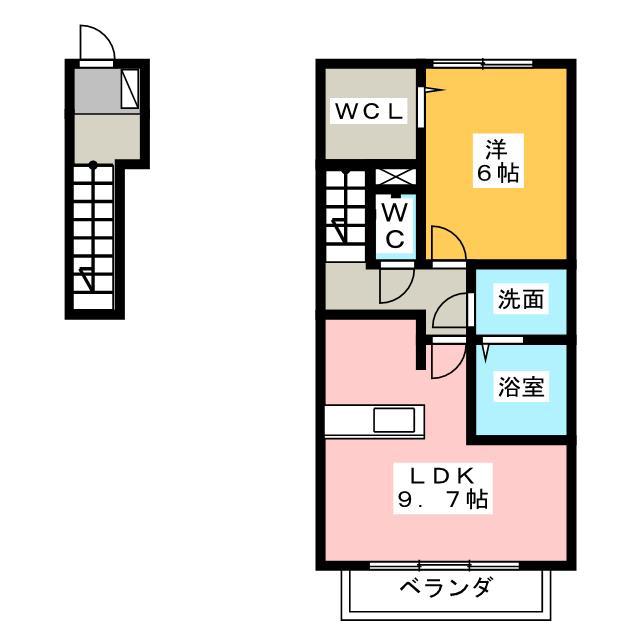 D-ROOM三方原(1LDK/2階)の間取り写真