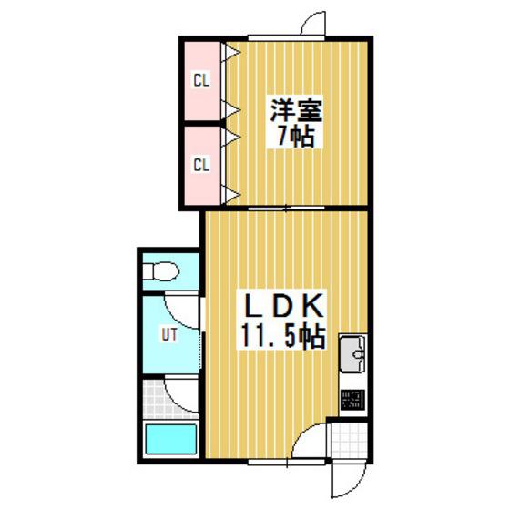 ハイツいと(1LDK/2階)の間取り写真