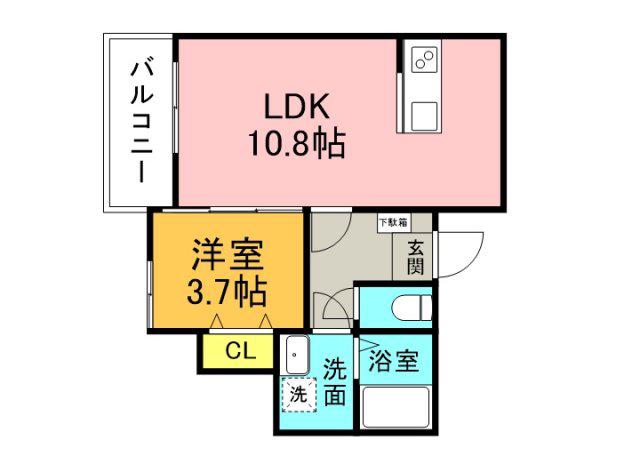 SPRING AOSAKI(1LDK/3階)の間取り写真