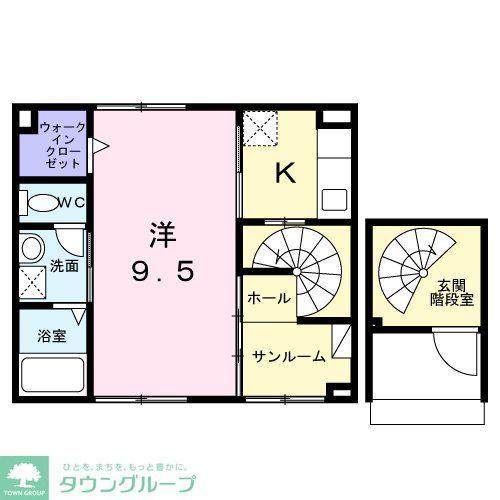 ヴェルディアーレ I(1K/2階)の間取り写真