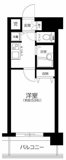 グランドガーラ用賀(1K/4階)の間取り写真
