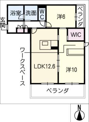 リオリエント市橋(2LDK/2階)の間取り写真