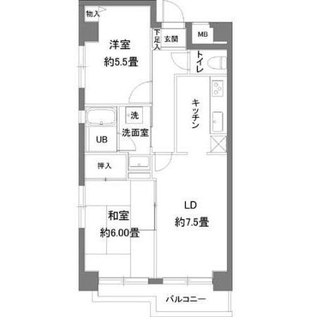 カスタリア新宿7丁目(2DK/3階)の間取り写真