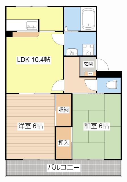 グレイス藤(2LDK/1階)の間取り写真