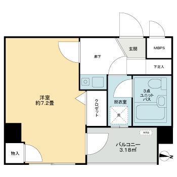 ライオンズマンション北千住第5(1K/3階)の間取り写真