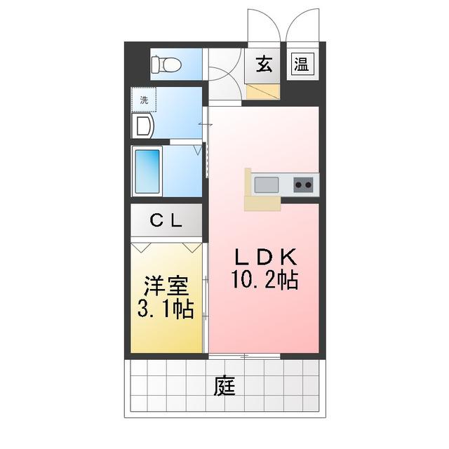 ラ・リヴェール(1LDK/1階)の間取り写真