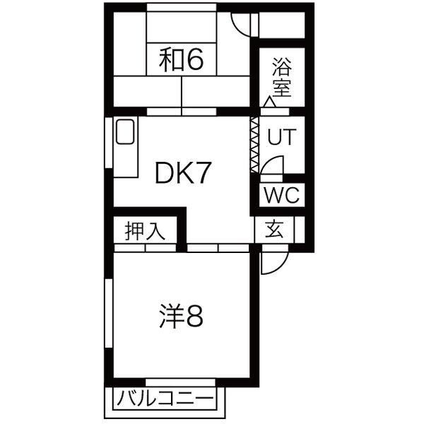 メーゾン亜嶺(2DK/1階)の間取り写真