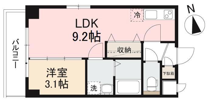 プレシャスタイム通町(1LDK/1階)の間取り写真