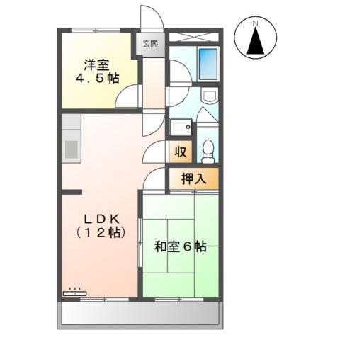 ダイナーズハイツ(2LDK/2階)の間取り写真