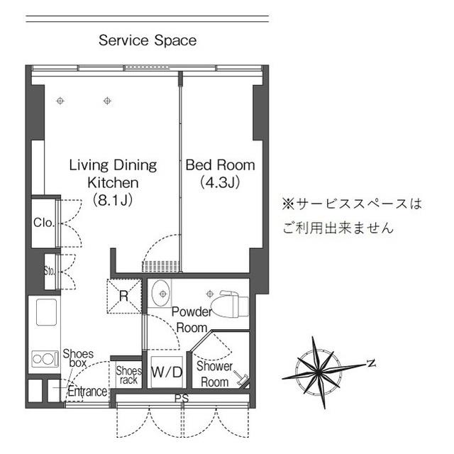 フロンティアレジデンスザタワー品川(1LDK/10階)の間取り写真
