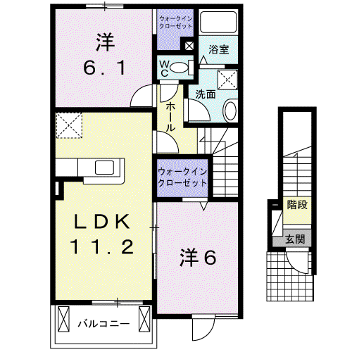 ヴィテッロ(2LDK/2階)の間取り写真