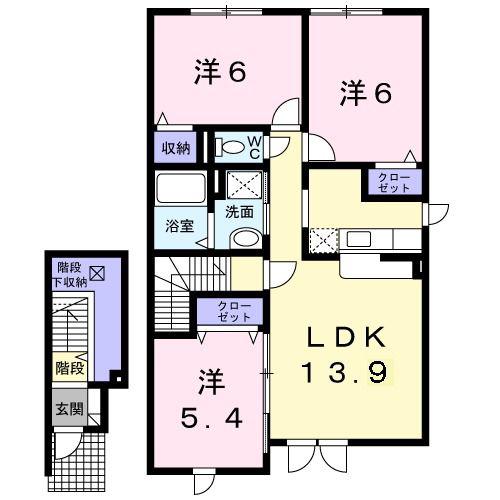カーサ・ヴェルデ(3LDK/2階)の間取り写真