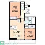 アジュールS(2LDK/1階)の間取り写真