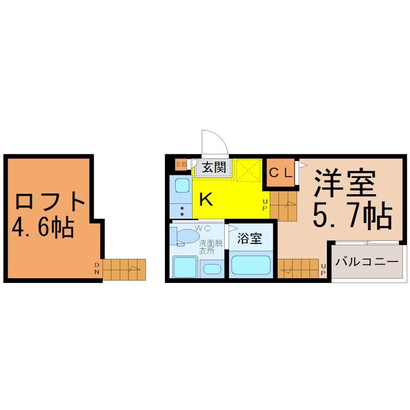 ハーモニーテラス山田(1K/1階)の間取り写真