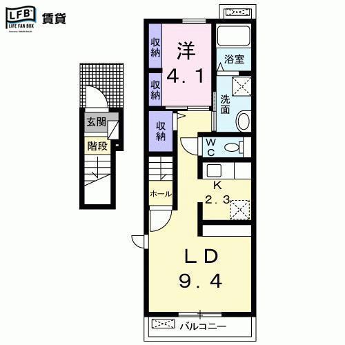 CASA SOLEIL(1LDK/2階)の間取り写真
