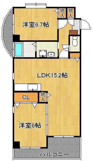 サンシャインIV(2LDK/6階)の間取り写真