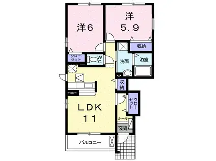 ひまわり(2LDK/1階)の間取り写真