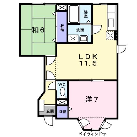 アムール幸B(2LDK/1階)の間取り写真