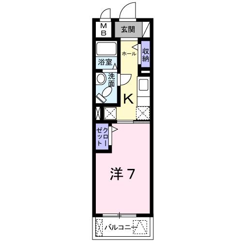 クラール ハイレン(1K/6階)の間取り写真