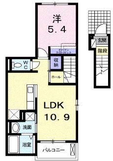 グリーチネ ローザ(1LDK/2階)の間取り写真