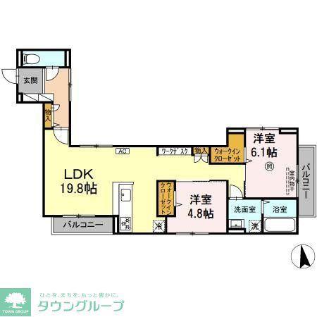 D-ROOM室見(2LDK/3階)の間取り写真