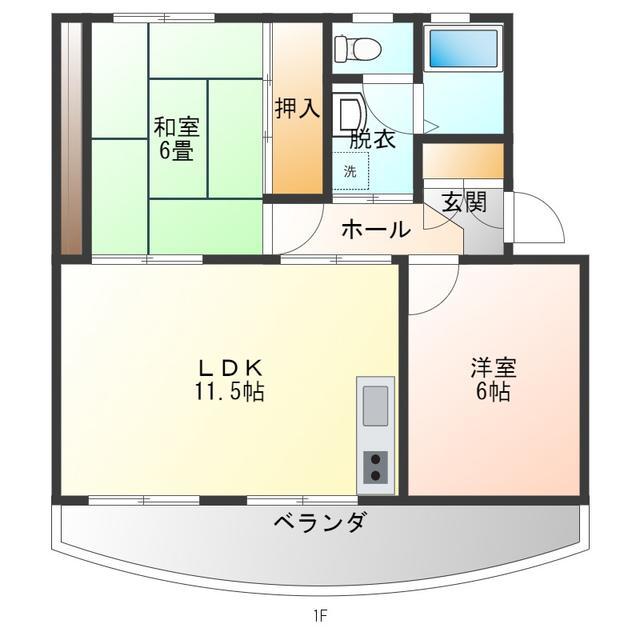 駅北マンションA(2LDK/2階)の間取り写真
