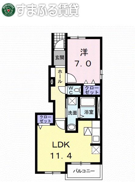 NEW レミ(1LDK/1階)の間取り写真