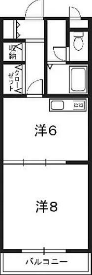 コーポ大倉5(1DK/2階)の間取り写真