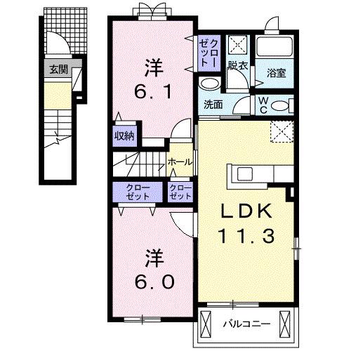 ラメゾン ドゥ カンパーニュB(2LDK/2階)の間取り写真
