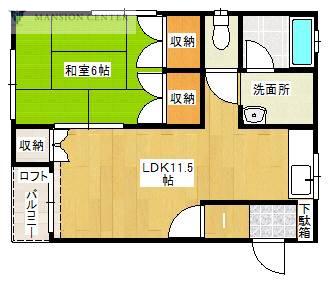 マイタウンII(1LDK/2階)の間取り写真