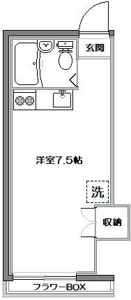 ハイツプランタン(ワンルーム/2階)の間取り写真