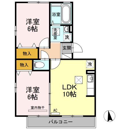 セントラル・メゾンA棟(2LDK/1階)の間取り写真