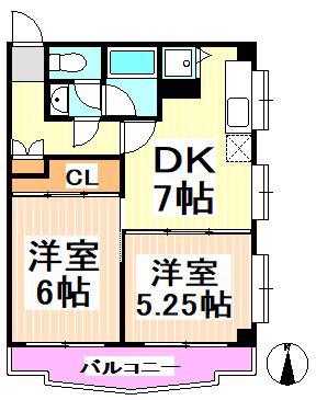 ハイネスGORO 弊社専任(2DK/3階)の間取り写真