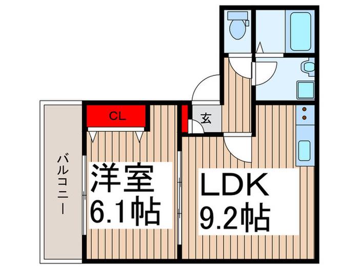 ジーメゾン入間(1LDK/3階)の間取り写真
