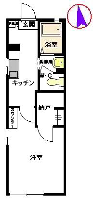 ラフォーレ司  II棟(1K/1階)の間取り写真