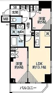 グランスイート東京(2LDK/8階)の間取り写真