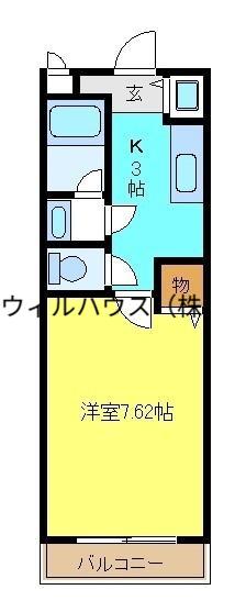 カーサヴェルディ(1K/1階)の間取り写真