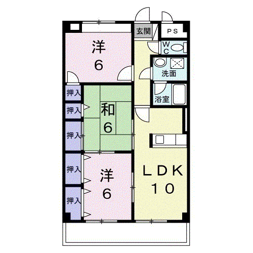 ボンヌール(3LDK/1階)の間取り写真