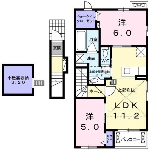 グラドナス(2LDK/2階)の間取り写真