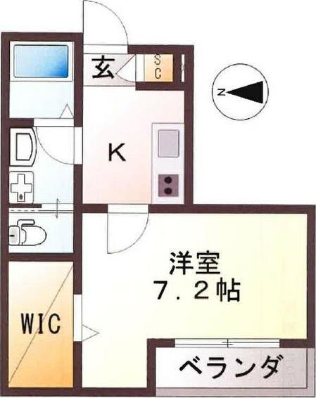 ヒルサイド見附町(1K/1階)の間取り写真