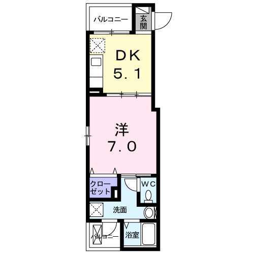 ルーチェ磯子(1DK/3階)の間取り写真