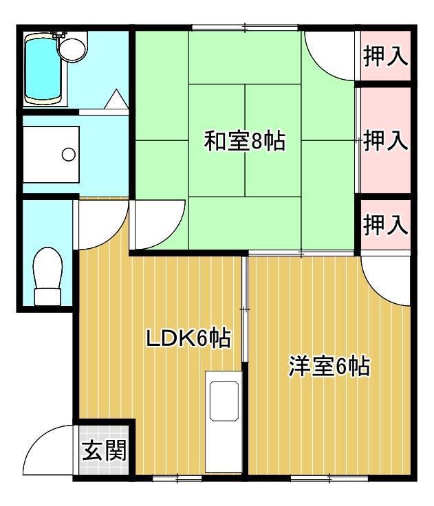 シンサーハイツ(2DK/1階)の間取り写真