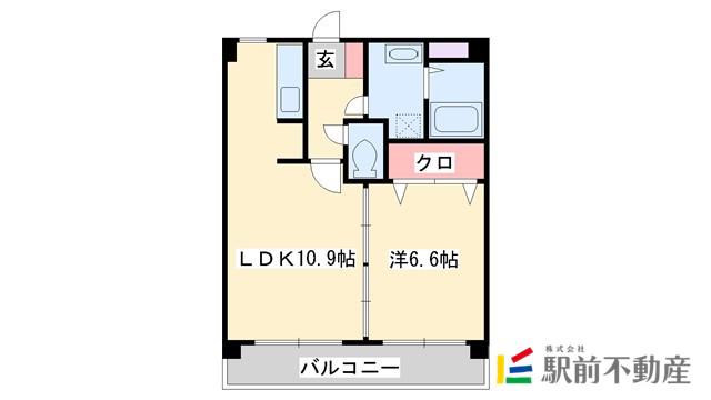 ハイムK.I二日市駅前(1LDK/5階)の間取り写真