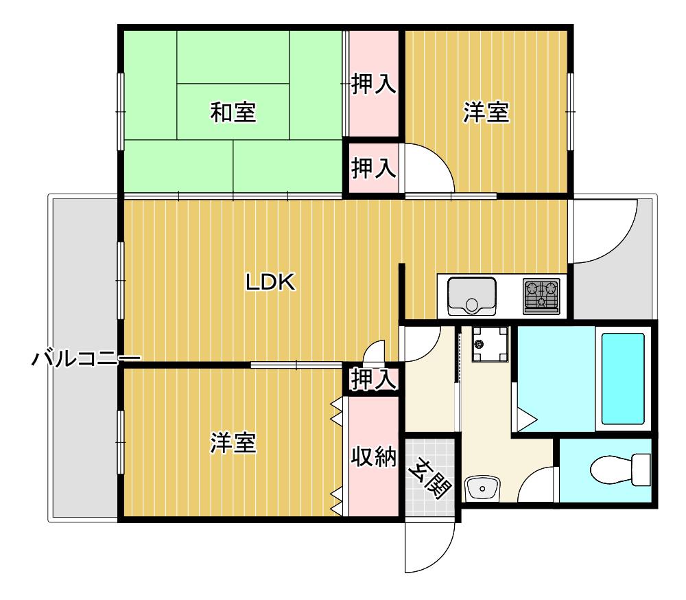 新金岡3丁1番D18棟(3LDK/4階)の間取り写真