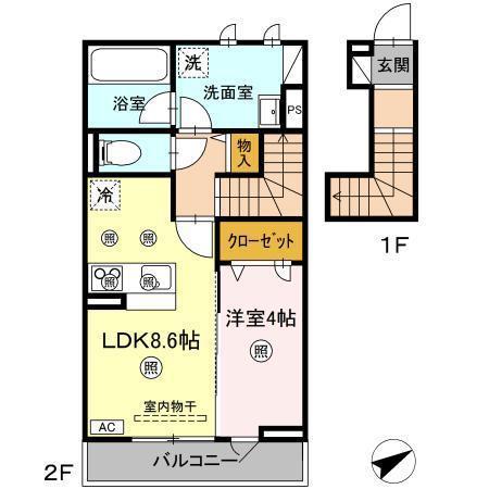 TORISITA川口(1LDK/2階)の間取り写真